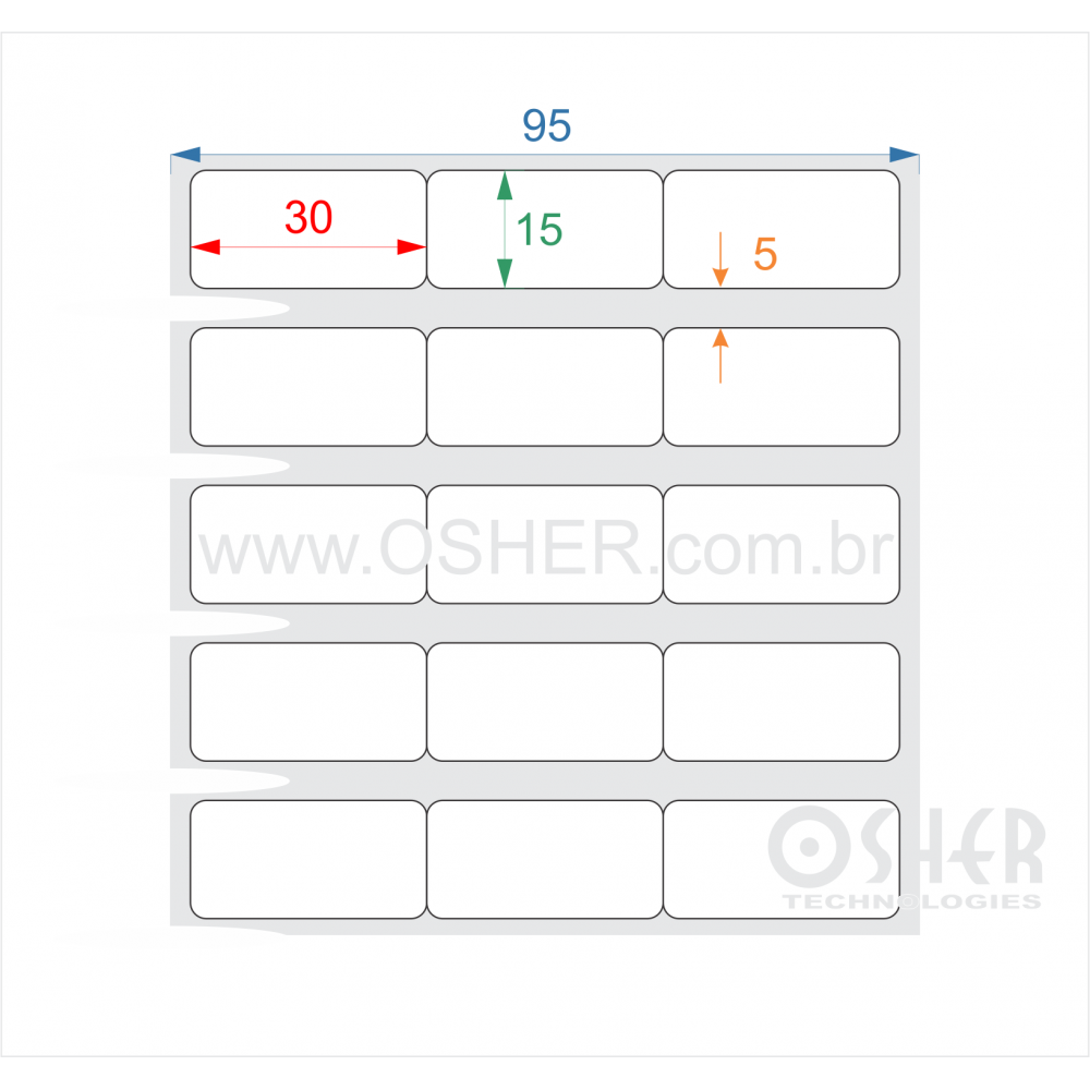 Etiqueta VOID Branco Brilhante 30 X 15 X 3 GE ESP5H Geminada